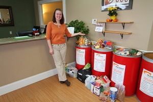 Image of food donations in Asheville chiropractic office